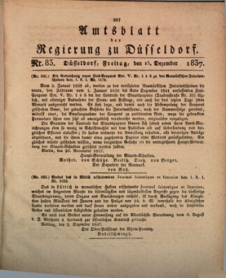 Amtsblatt für den Regierungsbezirk Düsseldorf Freitag 15. Dezember 1837