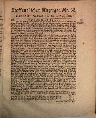 Amtsblatt für den Regierungsbezirk Düsseldorf Samstag 15. April 1837