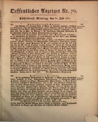 Amtsblatt für den Regierungsbezirk Düsseldorf Montag 31. Juli 1837