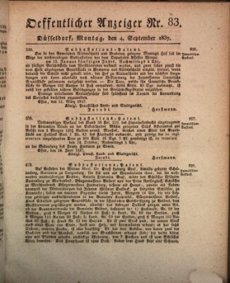 Amtsblatt für den Regierungsbezirk Düsseldorf Montag 4. September 1837