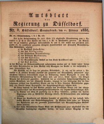 Amtsblatt für den Regierungsbezirk Düsseldorf Samstag 10. Februar 1838