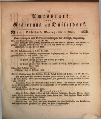 Amtsblatt für den Regierungsbezirk Düsseldorf Montag 5. März 1838