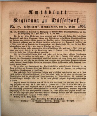 Amtsblatt für den Regierungsbezirk Düsseldorf Samstag 31. März 1838