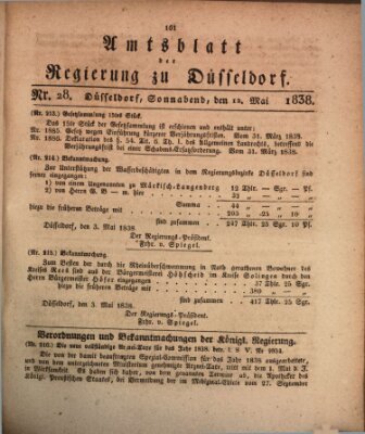 Amtsblatt für den Regierungsbezirk Düsseldorf Samstag 12. Mai 1838