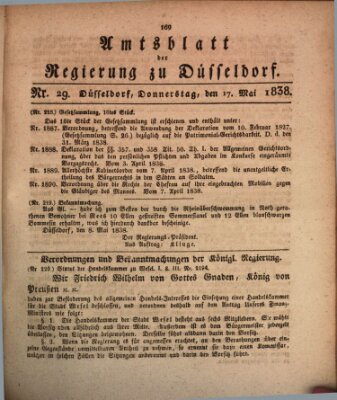 Amtsblatt für den Regierungsbezirk Düsseldorf Donnerstag 17. Mai 1838