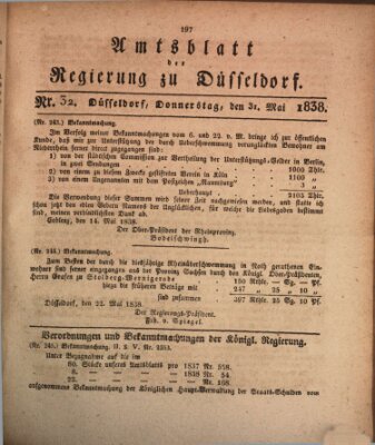 Amtsblatt für den Regierungsbezirk Düsseldorf Donnerstag 31. Mai 1838