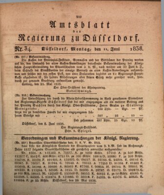 Amtsblatt für den Regierungsbezirk Düsseldorf Montag 11. Juni 1838