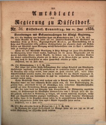 Amtsblatt für den Regierungsbezirk Düsseldorf Donnerstag 21. Juni 1838
