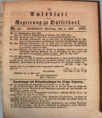 Amtsblatt für den Regierungsbezirk Düsseldorf Freitag 20. Juli 1838