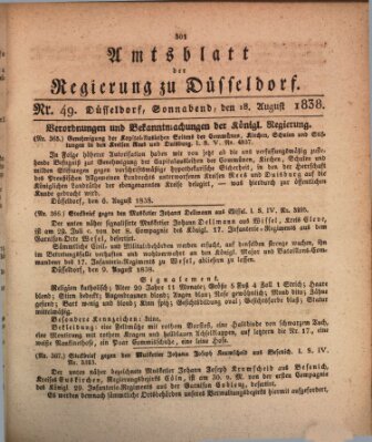 Amtsblatt für den Regierungsbezirk Düsseldorf Samstag 18. August 1838