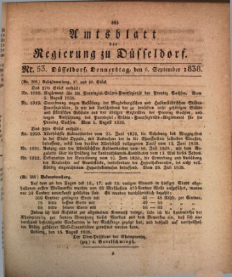 Amtsblatt für den Regierungsbezirk Düsseldorf Donnerstag 6. September 1838