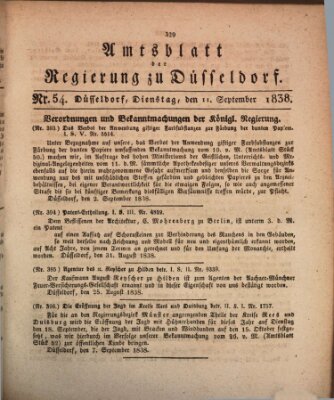 Amtsblatt für den Regierungsbezirk Düsseldorf Dienstag 11. September 1838