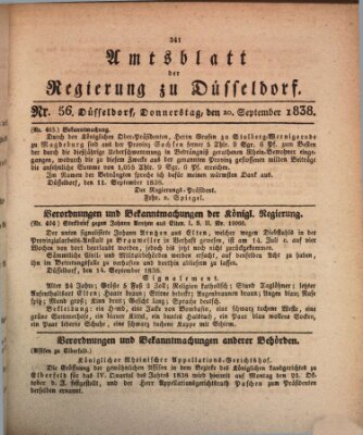 Amtsblatt für den Regierungsbezirk Düsseldorf Donnerstag 20. September 1838