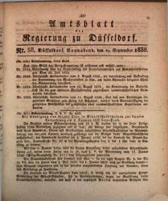 Amtsblatt für den Regierungsbezirk Düsseldorf Samstag 29. September 1838