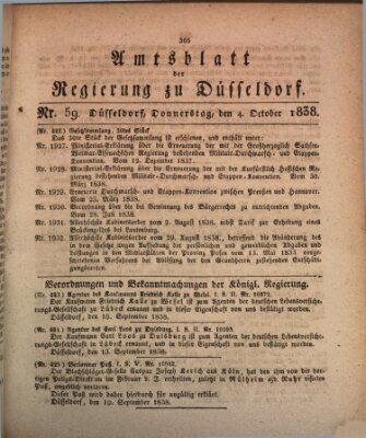 Amtsblatt für den Regierungsbezirk Düsseldorf Donnerstag 4. Oktober 1838