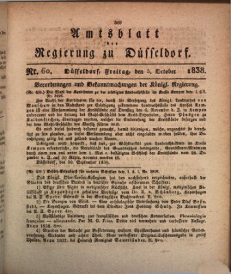 Amtsblatt für den Regierungsbezirk Düsseldorf Freitag 5. Oktober 1838