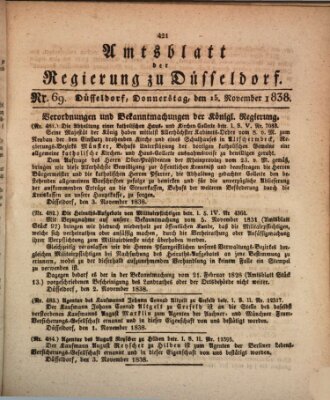 Amtsblatt für den Regierungsbezirk Düsseldorf Donnerstag 15. November 1838