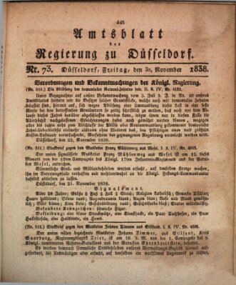 Amtsblatt für den Regierungsbezirk Düsseldorf Freitag 30. November 1838