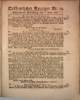 Amtsblatt für den Regierungsbezirk Düsseldorf Dienstag 3. April 1838