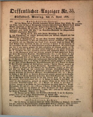 Amtsblatt für den Regierungsbezirk Düsseldorf Montag 16. April 1838