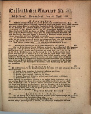 Amtsblatt für den Regierungsbezirk Düsseldorf Samstag 28. April 1838