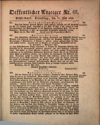 Amtsblatt für den Regierungsbezirk Düsseldorf Dienstag 31. Juli 1838