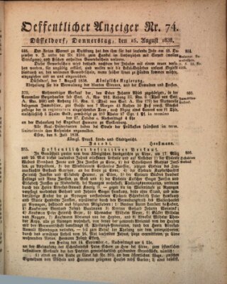 Amtsblatt für den Regierungsbezirk Düsseldorf Donnerstag 16. August 1838