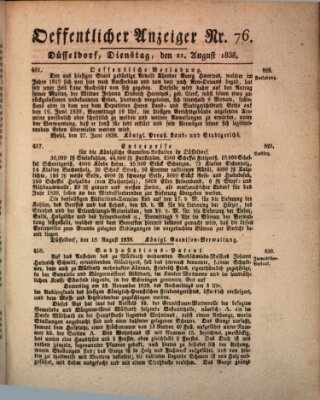 Amtsblatt für den Regierungsbezirk Düsseldorf Dienstag 21. August 1838