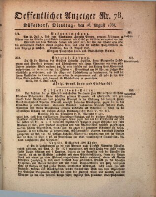 Amtsblatt für den Regierungsbezirk Düsseldorf Dienstag 28. August 1838