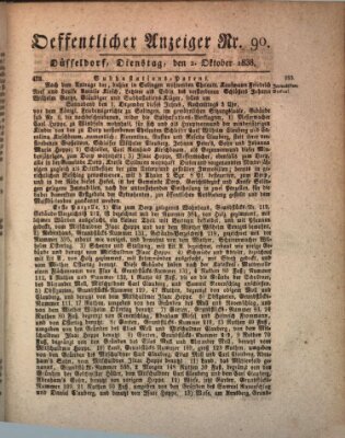 Amtsblatt für den Regierungsbezirk Düsseldorf Dienstag 2. Oktober 1838