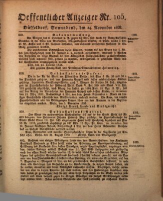 Amtsblatt für den Regierungsbezirk Düsseldorf Samstag 24. November 1838