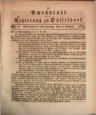 Amtsblatt für den Regierungsbezirk Düsseldorf Dienstag 12. Februar 1839