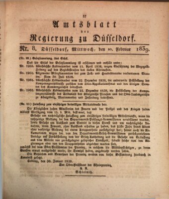 Amtsblatt für den Regierungsbezirk Düsseldorf Mittwoch 20. Februar 1839