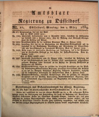 Amtsblatt für den Regierungsbezirk Düsseldorf Montag 4. März 1839