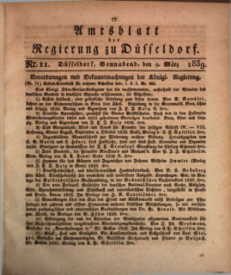 Amtsblatt für den Regierungsbezirk Düsseldorf Samstag 9. März 1839