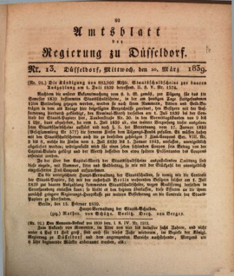 Amtsblatt für den Regierungsbezirk Düsseldorf Mittwoch 20. März 1839