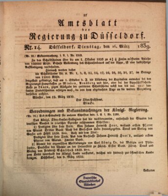 Amtsblatt für den Regierungsbezirk Düsseldorf Dienstag 26. März 1839