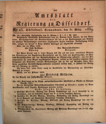 Amtsblatt für den Regierungsbezirk Düsseldorf Samstag 30. März 1839