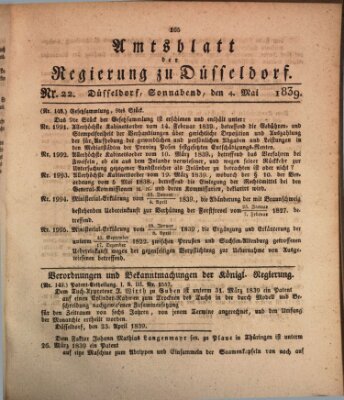 Amtsblatt für den Regierungsbezirk Düsseldorf Samstag 4. Mai 1839