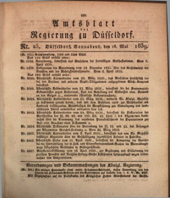 Amtsblatt für den Regierungsbezirk Düsseldorf Samstag 18. Mai 1839