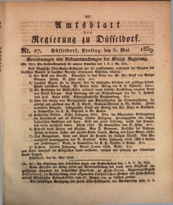 Amtsblatt für den Regierungsbezirk Düsseldorf Freitag 31. Mai 1839