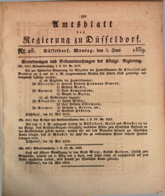 Amtsblatt für den Regierungsbezirk Düsseldorf Montag 3. Juni 1839