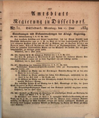 Amtsblatt für den Regierungsbezirk Düsseldorf Montag 17. Juni 1839