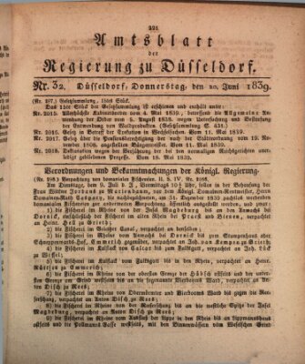 Amtsblatt für den Regierungsbezirk Düsseldorf Donnerstag 20. Juni 1839