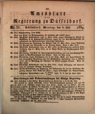 Amtsblatt für den Regierungsbezirk Düsseldorf Montag 8. Juli 1839