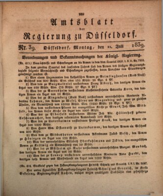 Amtsblatt für den Regierungsbezirk Düsseldorf Montag 22. Juli 1839