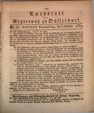 Amtsblatt für den Regierungsbezirk Düsseldorf Donnerstag 3. Oktober 1839