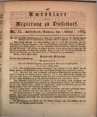 Amtsblatt für den Regierungsbezirk Düsseldorf Montag 7. Oktober 1839