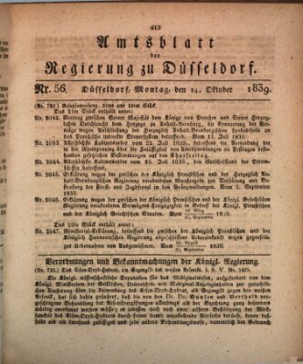 Amtsblatt für den Regierungsbezirk Düsseldorf Montag 14. Oktober 1839