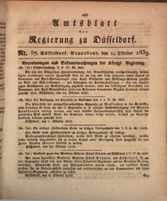 Amtsblatt für den Regierungsbezirk Düsseldorf Samstag 19. Oktober 1839